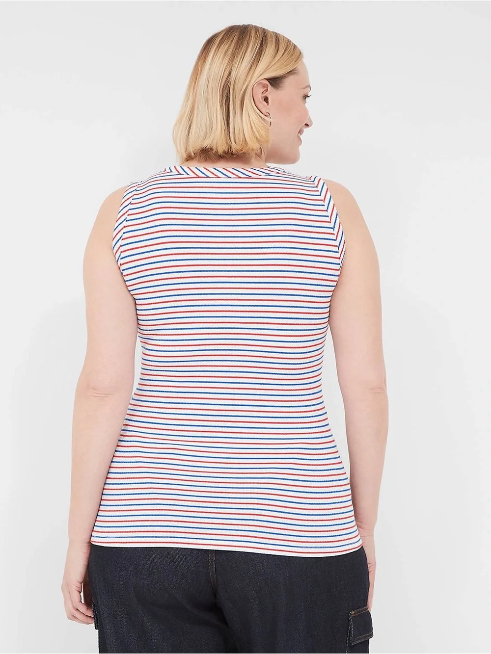 NWT Lane Bryant Fitted High-Neck Ribbed Tank, Red White Blue, Women's 18/20 - Picture 4 of 9